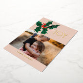 Carte photo de Noël Poinsettia Foil (Rotation)