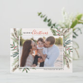 Carte photo de Noël pour la verdure d'hiver (Debout devant)