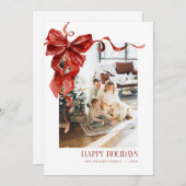 Carte photo de Noël Red Bow Coquette (Devant / Derrière)