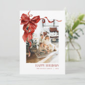 Carte photo de Noël Red Bow Coquette (Debout devant)