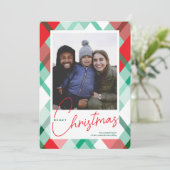 Carte photo de Noël Red Green Plaid (Debout devant)