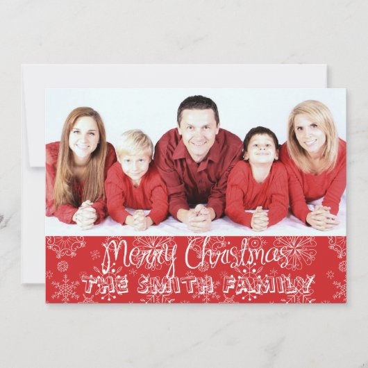 Carte photo de Noël Red Snowflake (Devant)