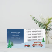 Carte photo de Noël Red Tracteur (Debout devant)