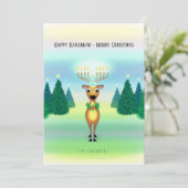 Carte photo de Noël Reindeer Menorah Hanoukka (Debout devant)
