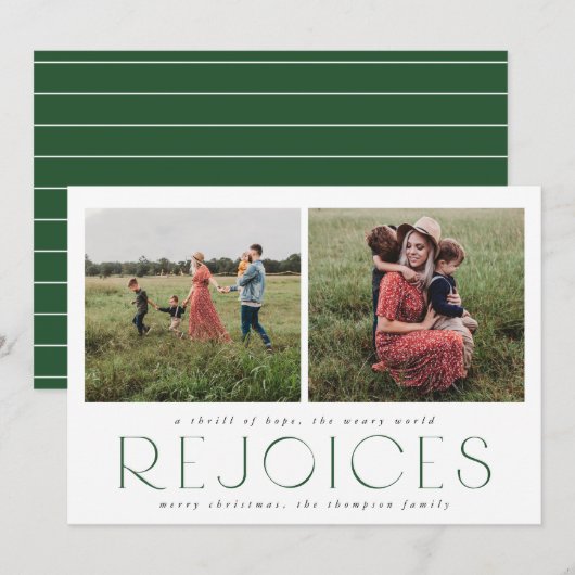 Carte photo de Noël religieuse minimale en pin (Devant / Derrière)