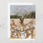 Carte photo de Noël Renne Gris (Devant / Derrière)