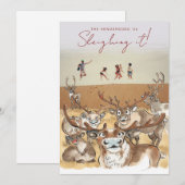 Carte photo de Noël Renne gris pâle (Devant / Derrière)