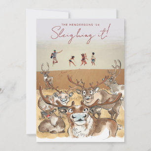Carte photo de Noël Renne gris pâle