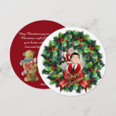 Carte photo de Noël ronde couronne (Devant / Derrière)