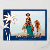 Carte photo de Noël rose Gold Foil Palm Tree (Recto)