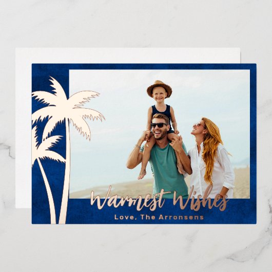 Carte photo de Noël rose Gold Foil Palm Tree (Recto/Verso)