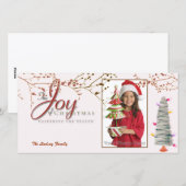 Carte photo de Noël rose joyeux (Devant / Derrière)