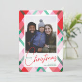 Carte photo de Noël rose rouge (Debout devant)