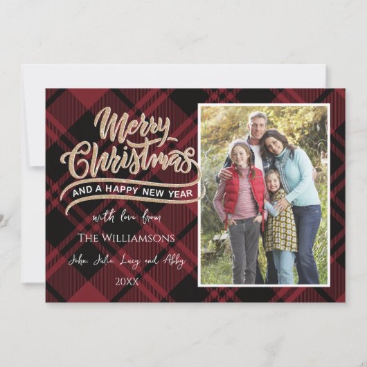 Carte photo de Noël rouge (Devant)