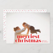 Carte photo de Noël rouge de Noël gras (Devant / Derrière)