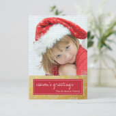 Carte photo de Noël rouge et or (Debout devant)