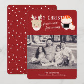 Carte photo de Noël rouge père Noël & Reindeer Mas (Devant / Derrière)