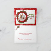 Carte photo de Noël rouge, vert, blanc rayé (Intérieur)