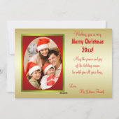 Carte photo de Noël rouge, vert et or (Dos)