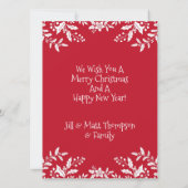 Carte Photo de Noël Rouge, White Holly, Festif (Dos)