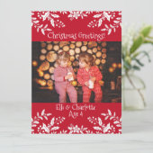 Carte Photo de Noël Rouge, White Holly, Festif (Debout devant)