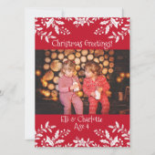 Carte Photo de Noël Rouge, White Holly, Festif (Devant)