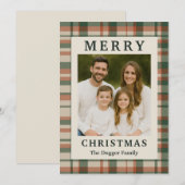 Carte photo de Noël Russe Plaid personnalisée (Devant / Derrière)