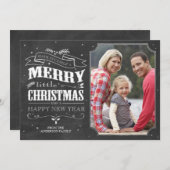 Carte photo de Noël Rustic Chalkboard (Devant / Derrière)