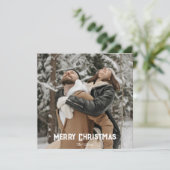 Carte photo de Noël rustique avec scène de neige s (Debout devant)