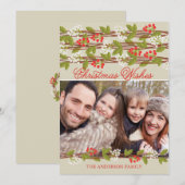 Carte photo de Noël Rustique Floral (Devant / Derrière)