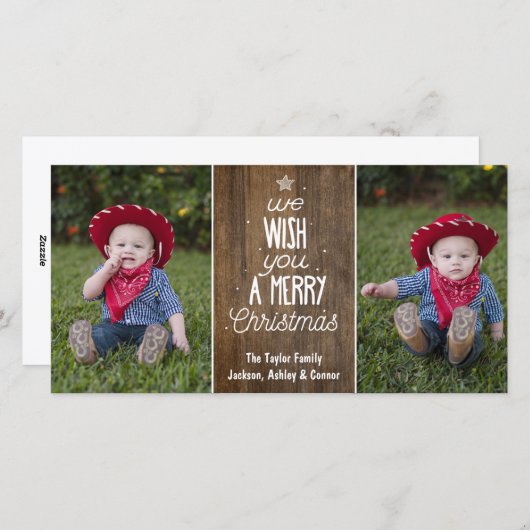 Carte photo de Noël rustique - Joyeux Noël (Devant / Derrière)