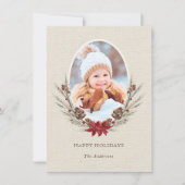 Carte photo de Noël Rustique Pinecone (Devant)