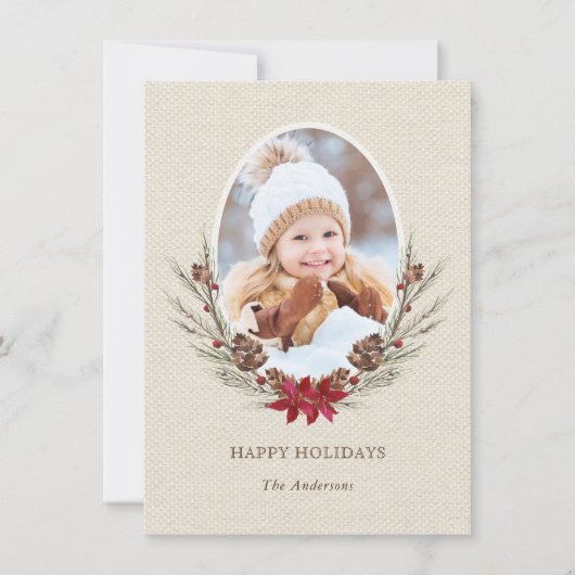 Carte photo de Noël Rustique Pinecone (Devant)