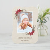 Carte photo de Noël Rustique Pinecone (Debout devant)