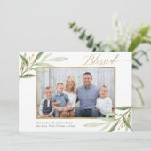 Carte photo de Noël simple or vert (Debout devant)