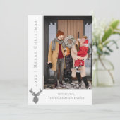 Carte photo de Noël simple Reindeer | Blanc (Debout devant)