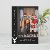 Carte photo de Noël simple Reindeer | Noir (Debout devant)