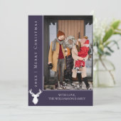Carte photo de Noël simple Reindeer | Violet (Debout devant)