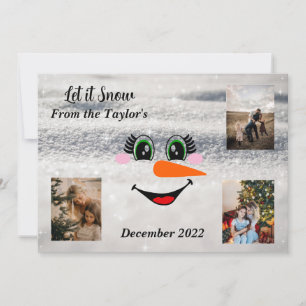 Carte photo de Noël Snowman