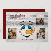 Carte photo de Noël Snowman (Devant / Derrière)