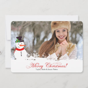 Carte photo de Noël Snowman