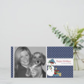 Carte photo de Noël Snowman {blue} (Debout devant)