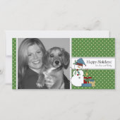Carte photo de Noël Snowman {green} (Devant)