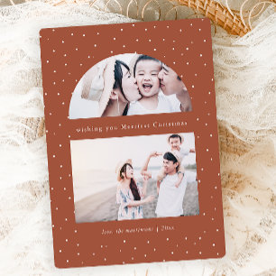 Carte photo de Noël Snowy Globe Terracotta