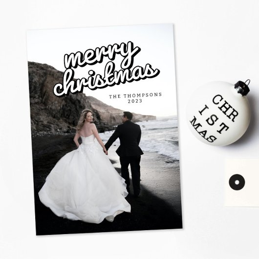 Carte photo de Noël super Rétro moderne minimalist