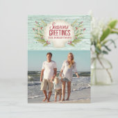 Carte photo de Noël sur la côte de la plage (Debout devant)