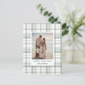 Carte photo de Noël Tartan Plaid En vichy vert (Debout devant)