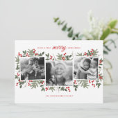 Carte photo de Noël très À feuillage persistant (Debout devant)