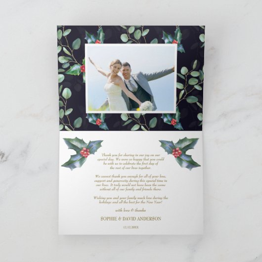 Carte Photo De Noël Unique Mariée Et Lumineuse Script (Intérieur)
