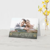 Carte Photo De Noël Unique Mariée Et Lumineuse Script (Fleur jaune)